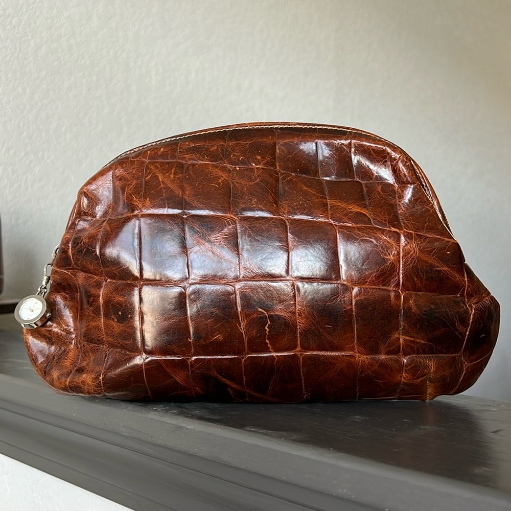 Furla - Crocodile Leather Brown Clutch.
